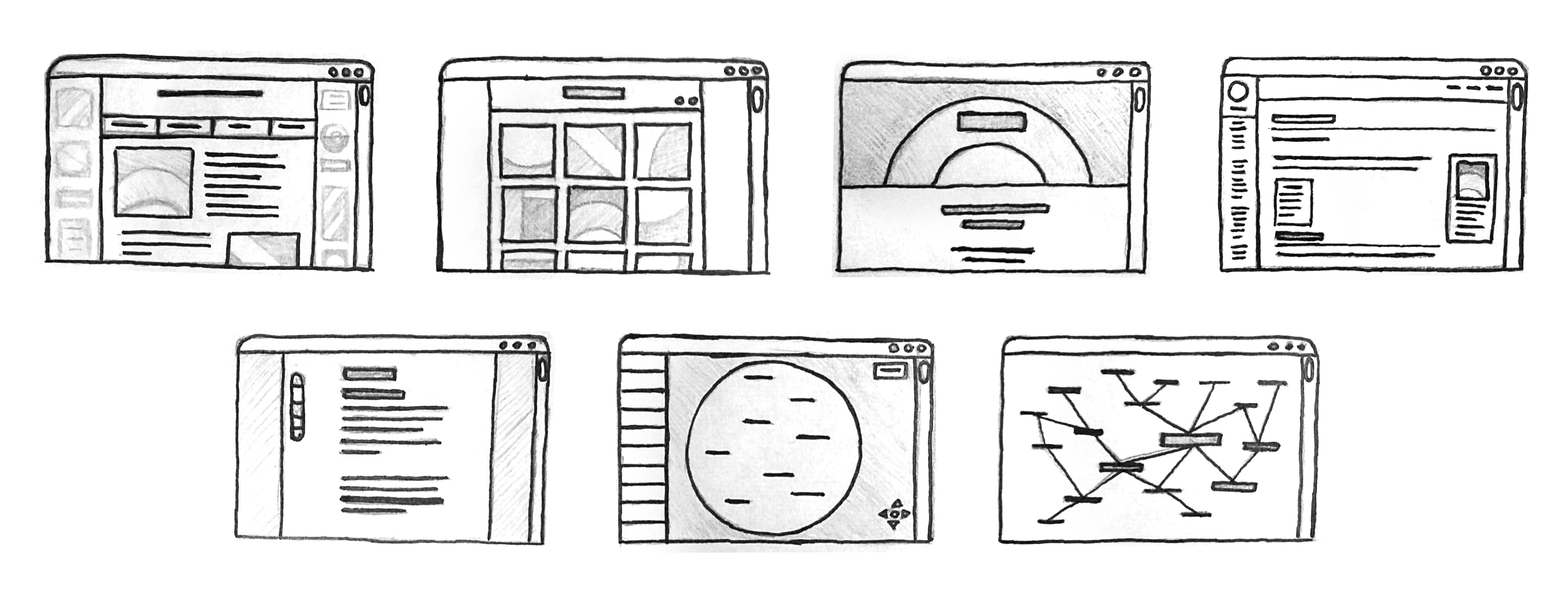 Illustration: 7 different website interfaces.