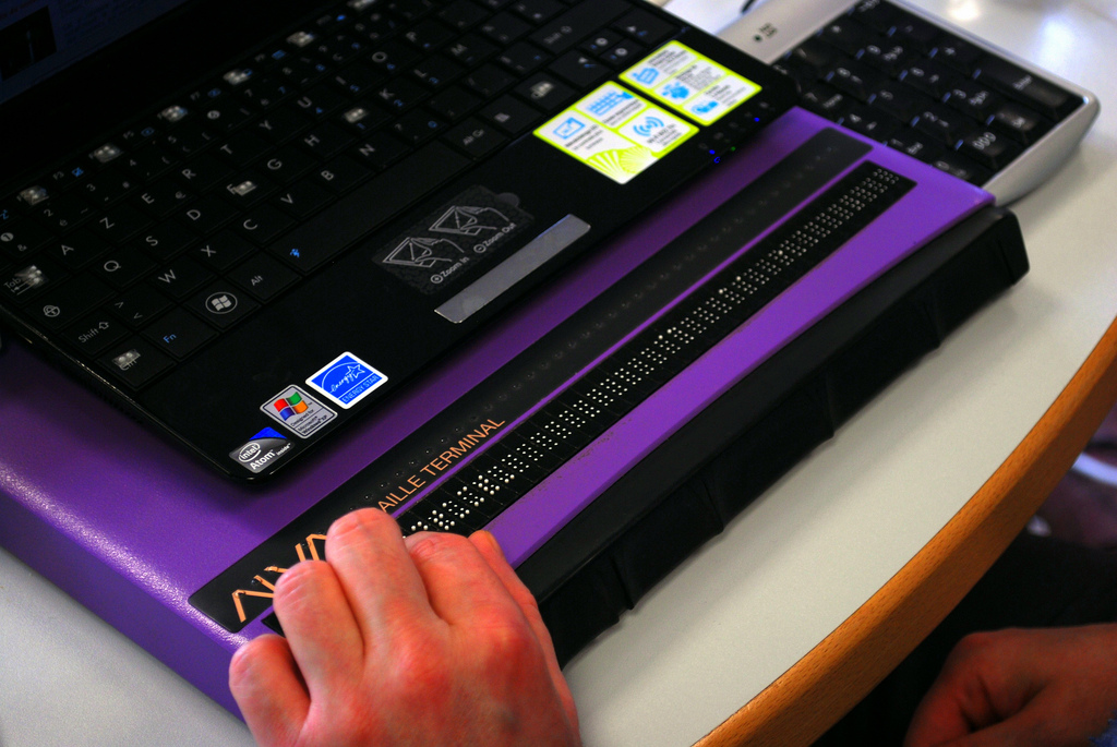 A refreshable braille display.