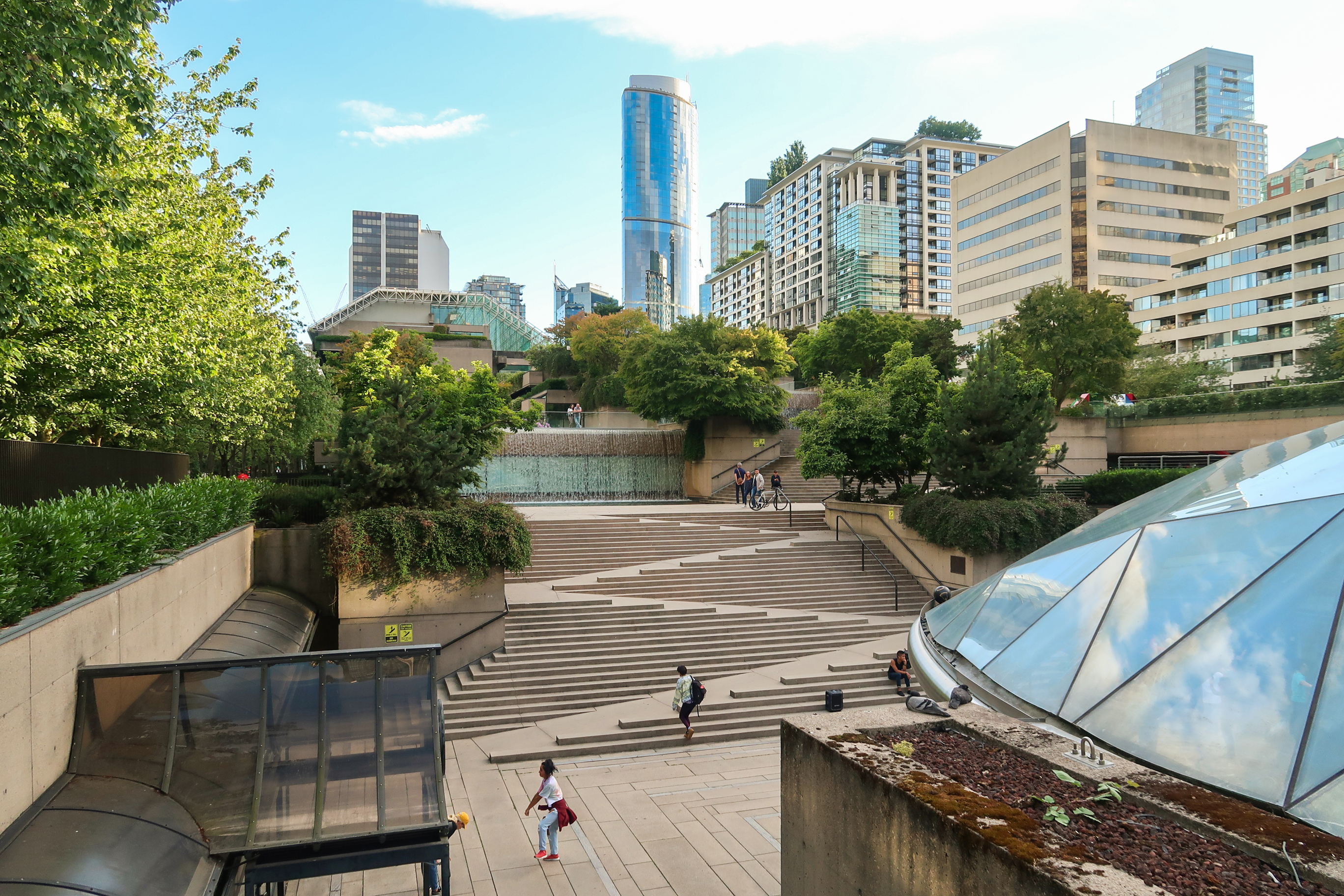 Image of a ramp merged into a staircase on the Robson Square